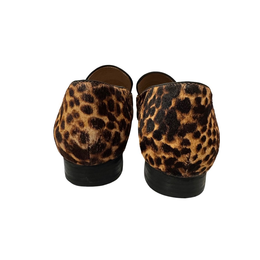 Zara Womens Leopard Print Calf Hair Loafers Smoking Flat Shoes Size 40‎ - Picture 4 of 6